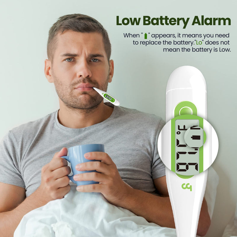 Thermometer for Adults, Oral Thermometer for Fever, Medical Thermometer with Fever Alert, Memory Recall, C/F Switchable, Rectum Armpit Reading Thermometer for Baby Kids and Adults Green/white - NewNest Australia