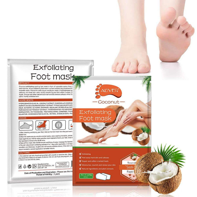 Aliver Coconut Exfoliating Peeling Renewable Foot Mask Socks Removes Dead Skin - NewNest Australia