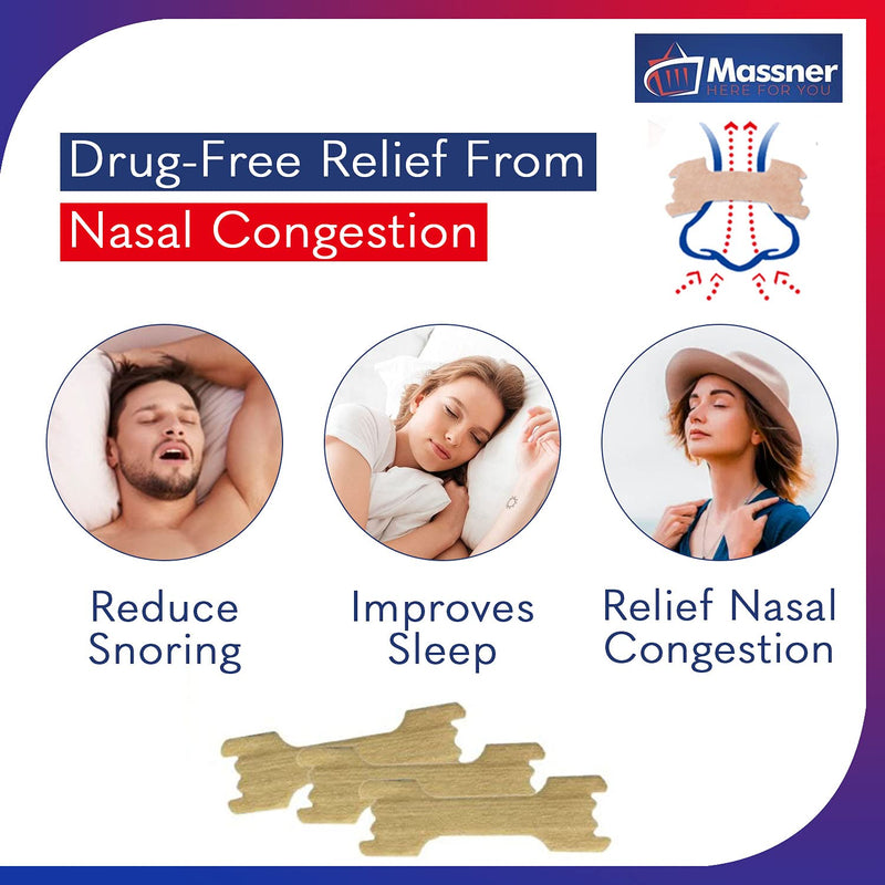 Massner Nasal Strips for Snoring, Large 100 Pack - Extra Strength Anti Snoring Solution for Men, Women - Clears Air Way to Breathe Better - Sleep Right, Snore Less - Stuffy Nose Relief for Congestion - NewNest Australia