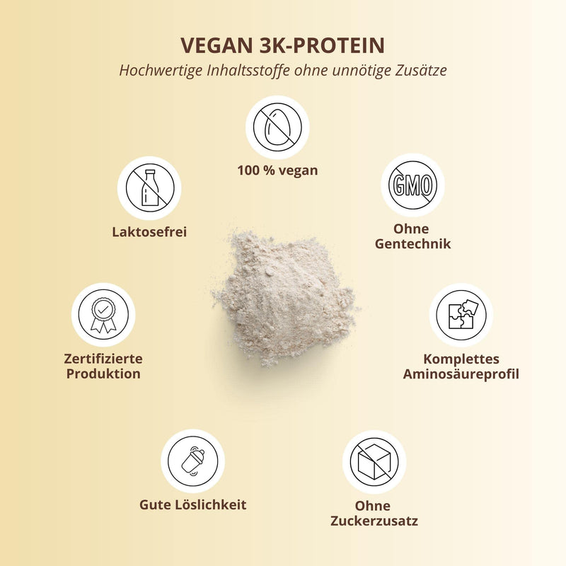 Nutri + Vegan Protein Powder Vanilla 1 kg 83% protein - 3k protein powder 1000 g - Shake Vanilla Cream Flavor - vegetable protein powder without lactose, aspartame, sugar, stevia & milk 1 kg (pack of 1) - NewNest Australia