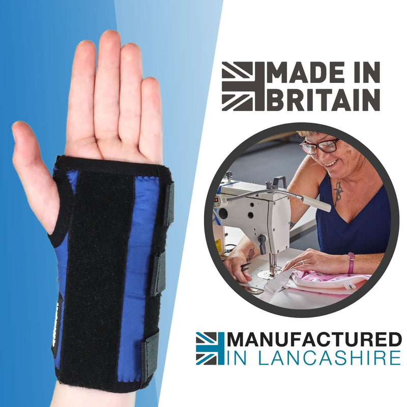 Solace Bracing Children's Wrist Support (4 Fun Colours) - British Made & NHS Supplied Kids Wrist Brace w/Removable Splint - No.1 for Fractures, Breaks, Injuries & More - Blue - Small - Right Hand - NewNest Australia