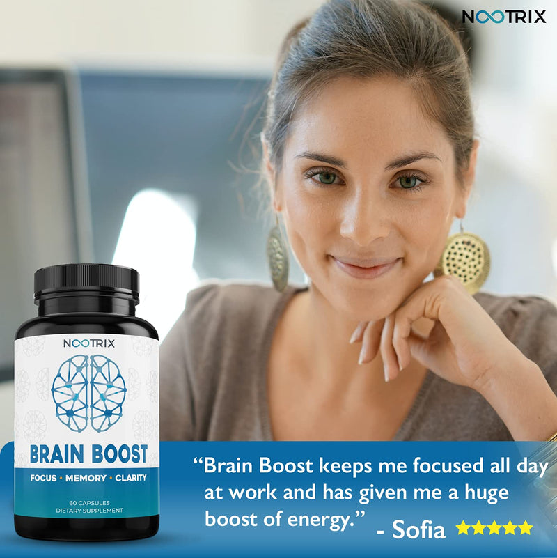 Brain Boost by Nootrix - (2-Pack) 120 Capsules - Premium Nootropic Supplement - Improves Cognitive Function & Memory, Enhances Focus, Boosts Concentration & Provides Clarity for Men and Woman - NewNest Australia