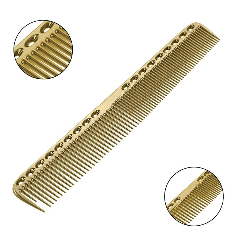Nicoone Professional Hair Combs, Aviation Aluminum Metal Cutting Comb Hairdressing Comb, Salon Comb Master Barber Comb for Cutting and Hair Styling (8.4x1in, Gold) 1 Count (Pack of 1) - NewNest Australia
