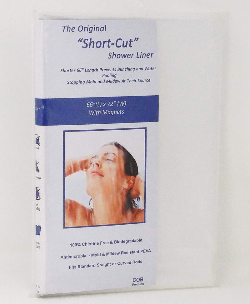 Short Cut Shower Curtain Liner -72 x 66 | Short Shower Liner w/ Magnets Clear Waterproof | Shower Curtain Liner Short Length Prevents Soap Scum from Gathering in Bottom Folds. Secure Metal Grommets - NewNest Australia