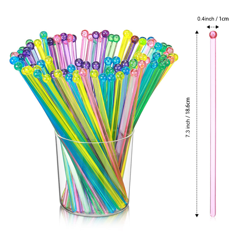 100 Pieces Disposible Plastic Round Top Crystal Swizzle Sticks (Multi Color) - NewNest Australia