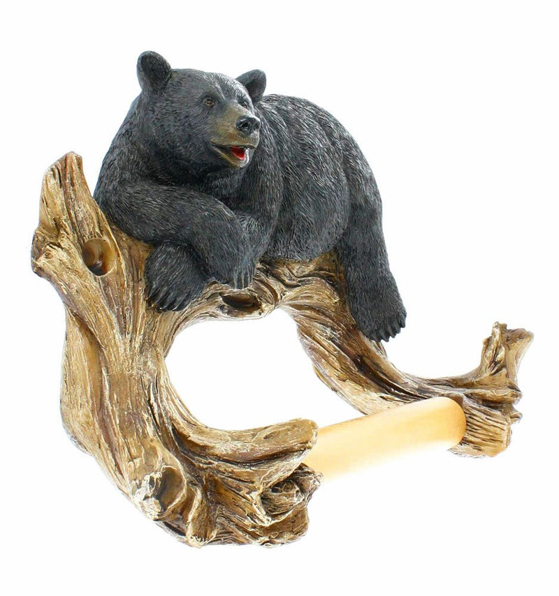 Black Bear Lounging Toilet Paper Holder Decorative Cabin Decor - NewNest Australia