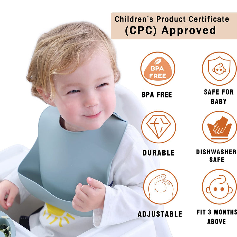 Moonkie Silicone Baby Bibs Set Of 3, BPA Free Soft Adjustable Fit Waterproof Feeding Bibs for Babies and Toddlers(Cream/Buck/Olive Green) Cream/Buck/Olive Green - NewNest Australia