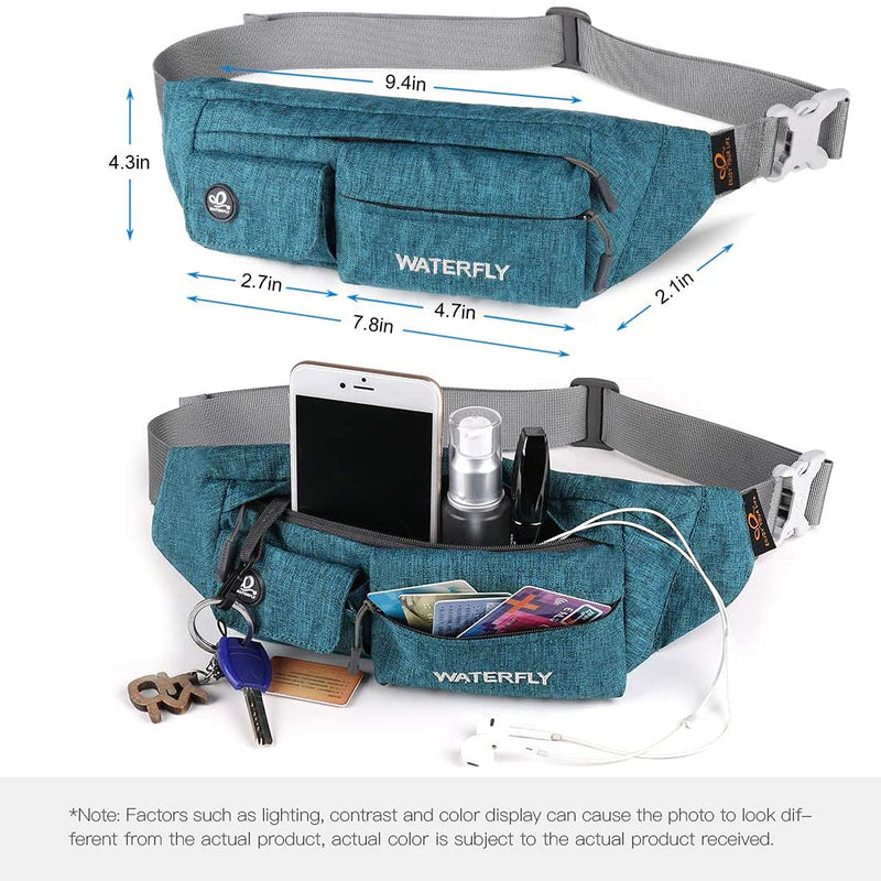 WATERFLY Fanny Pack for Women Men Water Resistant Small Waist Pouch Slim Belt Bag with 4 Pockets for Running Travelling Hiking Walking Lightweight Crossbody Chest Bag Fit All Phones Teal blue - NewNest Australia