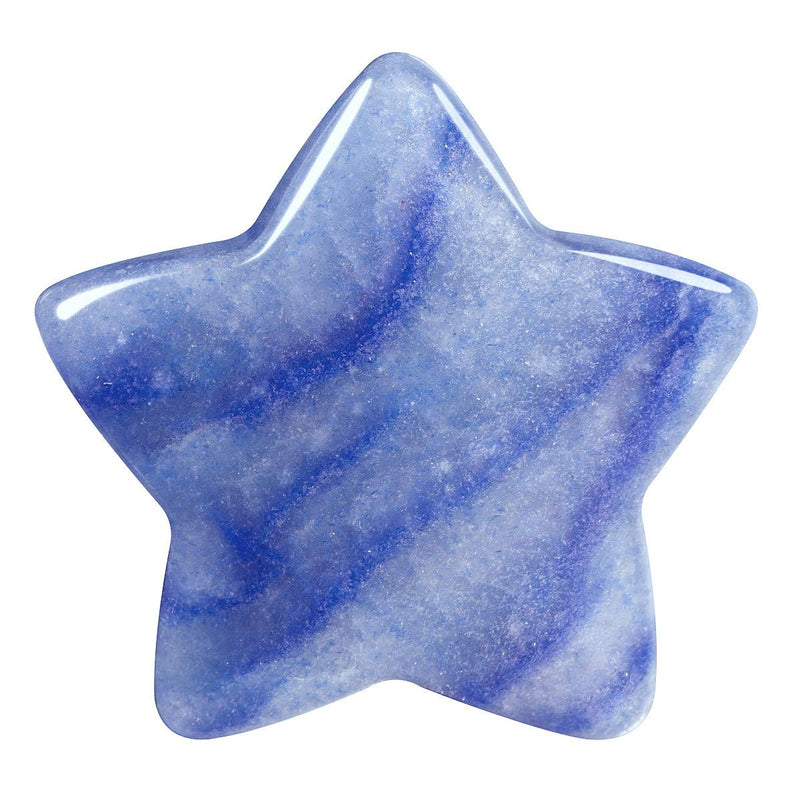 NewNest Australia - SUNYIK Pack of 4 Starry Star Pocket Stone, Healing Crystal Polished Worry Stone for Reiki Meditation Anxiety Stress, Blue Aventurine 