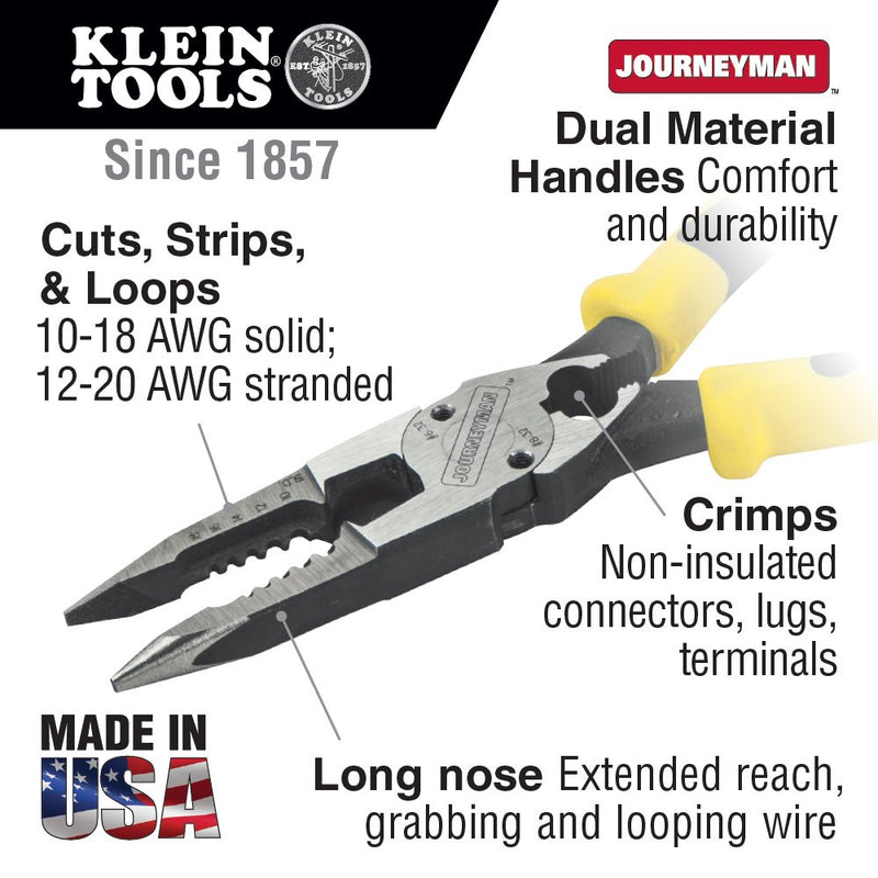 Klein Tools J207-8CR Needle Nose Pliers are All-Purpose Linesman Pliers for Crimping, Looping, Cutting, Stripping, Crimping, Shearing Crimper - NewNest Australia