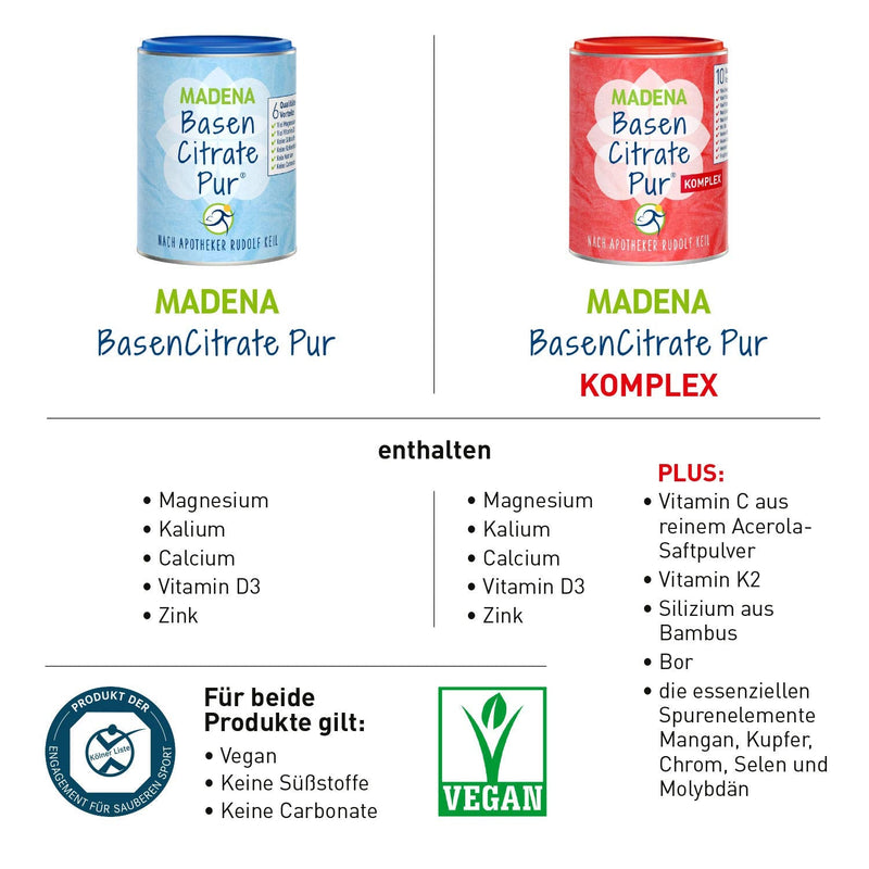 Madena Premium Basencitrate Pure Complex According To Pharmacist Rudolf Keil, Citrate Base Powder Vegan 240 G, The Original With 100% Organic Bases, Lots Of Magnesium Citrate, Zinc, Potassium, - NewNest Australia