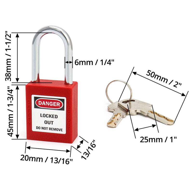QWORK Red Lockout Tagout Safety Padlock, 2 Padlocks with 4 Keys 2 Pack ...