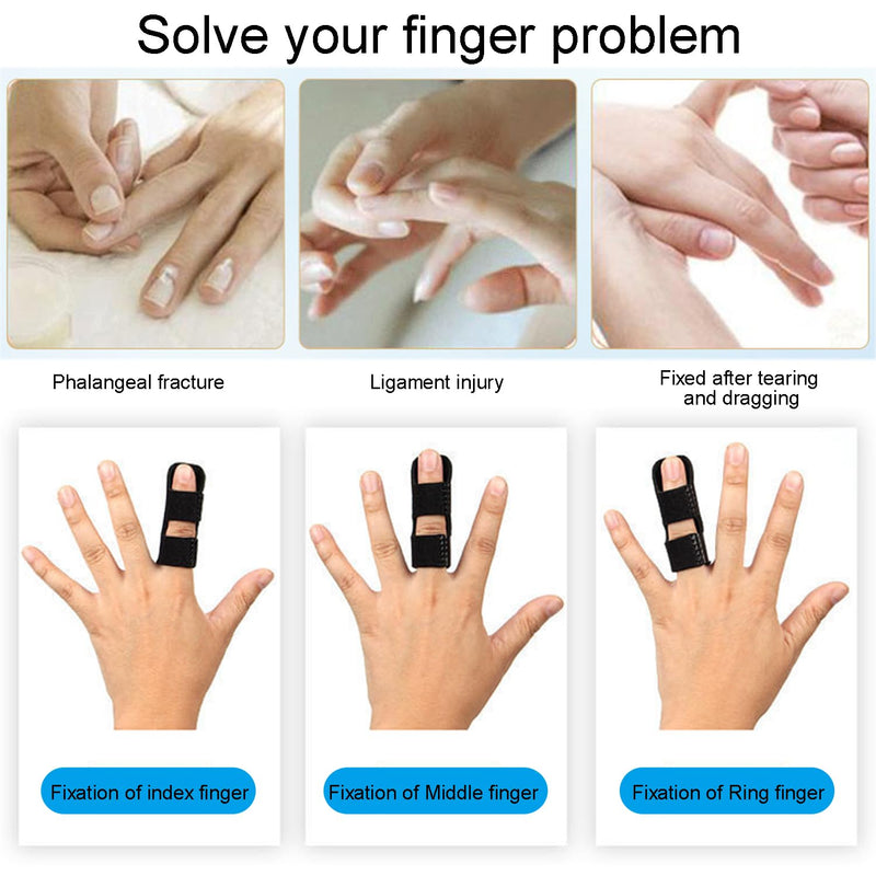 Jdxun Pack Of 2 Finger Splints, Finger Protection, Snap Finger Splint, Adjustable Reusable Finger Splint Finger Cots For Broken Fingers & Osteoarthritis Pain Relief (Black) - NewNest Australia