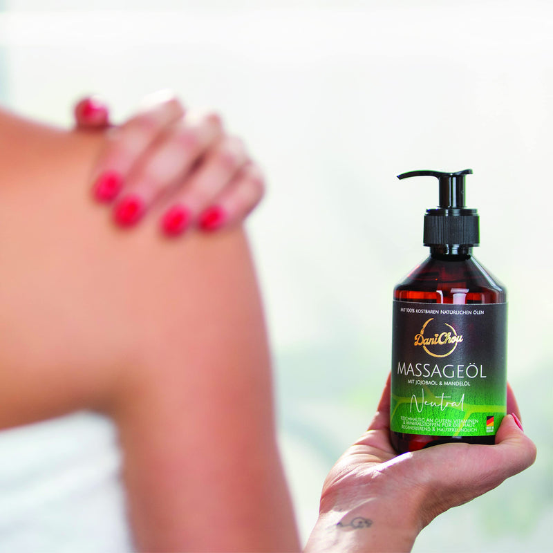 Danichou Neutral Massage Oil 250 Ml - Perfume Free - For Sensitive Skin - Vital Substance Rich Body Oil - With Jojoba Oil & Almond Oil - 100% Natural Cosmetics - Regenerating Care Effect For Firm Skin - NewNest Australia