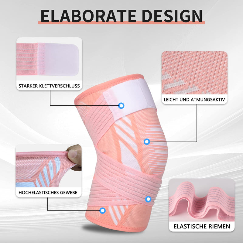 Knee Support For Men And Women, Pack Of 2, Knee Support With Adjustable Straps And Non-Slip Silicone For Sports, Running, Arthritis, Joint Pain, Ligament Injury, Meniscus Tear, Tendonitis (Pink, L) - NewNest Australia