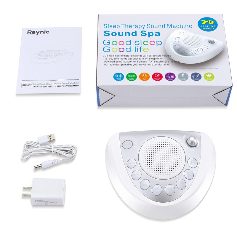 White Noise Machine Raynic Sound Machine Portable Sleep Machine with 24 Natural Soothing Sounds, Timer, USB Port, Headphone Jack for Baby, Kids, Adults, Travel, Office, Home (Silver) Silver - NewNest Australia