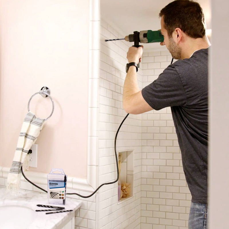 QWORK 5 Pcs Set (6, 6, 8, 10, 12mm) Multi-Material Drill Bit Set for Tile,Concrete, Brick, Glass, Plastic and Wood Tungsten Carbide Tip Best for Wall Mirror and Ceramic Tile on Concrete and Brick Wall 5 Pcs Set (6, 6, 8, 10, 12mm) - NewNest Australia