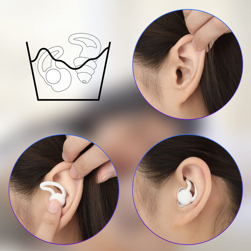 Silicone Ear Plugs, 2 Pairs Soft Ear Plugs Silicone Sleeping Reusable Waterproof Ear Plugs Ear Protection For Snoring Work Concerts Industrial Hearing Protection (Black, White) - NewNest Australia