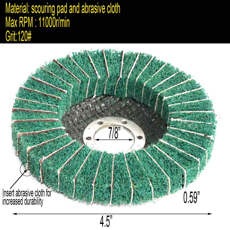 FPPO 5Pcs 4.5" x 7/8" Nylon Fiber Flap Disc Polishing Grinding Wheel,Scouring pad Buffing Wheel for Angle Grinder, Polishing Tools (Grit 120) grit 120 - NewNest Australia