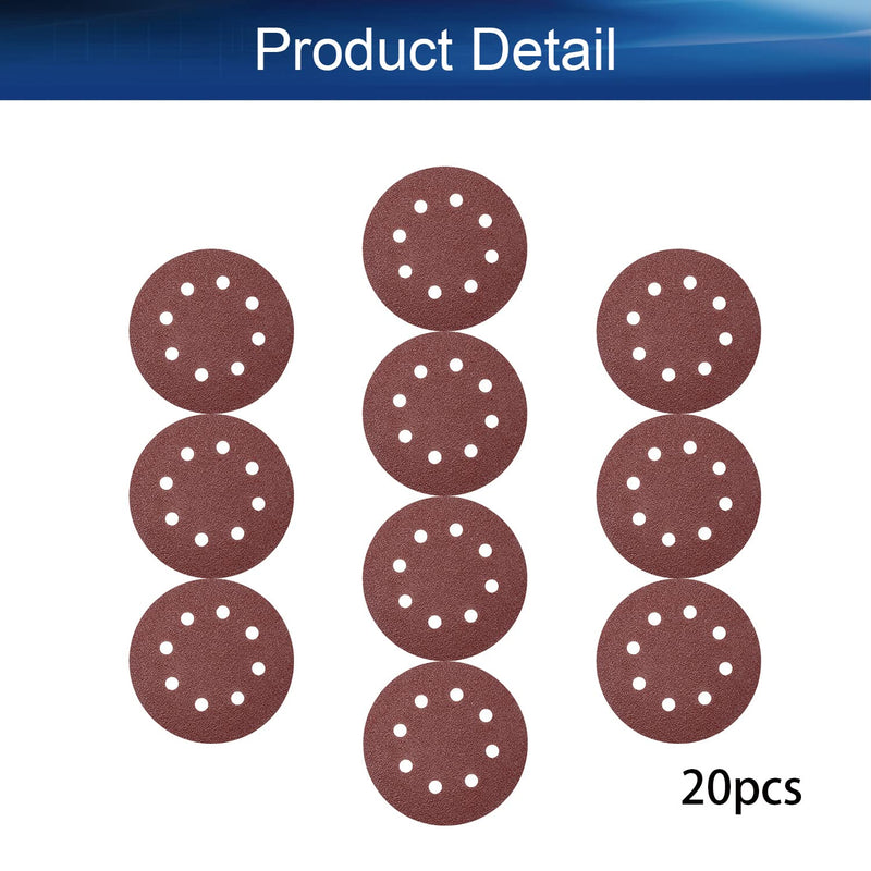 Auniwaig 20 PCS Hook and Loop 8 Hole Disc, 5-Inch Sanding Discs, 40 Grit Sandpaper, Compatible with Random Orbital Sander, 40 Grits Coarse Grits for Heavy Duty Removal - NewNest Australia