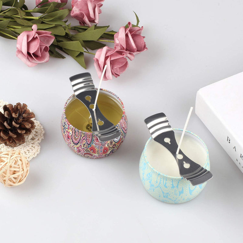 DINGPAI 20pcs Candle Wick Holder, 180pcs Candle Wick Stickers, Silver Stainless Steel Candle Wick Centering Devices, Candle Making Supplies for Candle Making, Candle DIY 20pcs holders+180pcs stickers - NewNest Australia