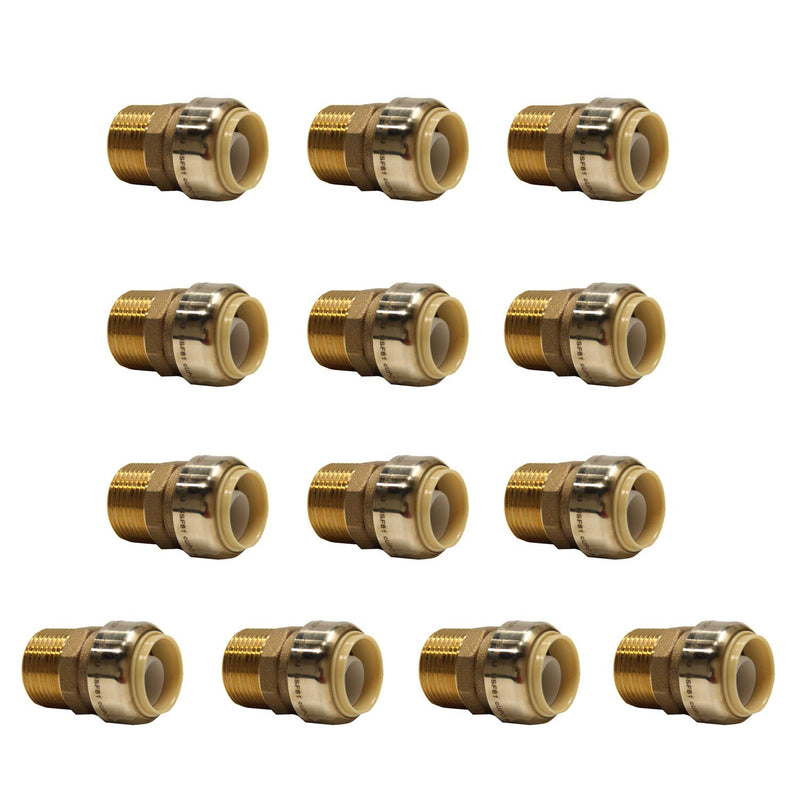 (Pack of 10) EFIELD 1/2 Inch x 1/2 Male Adaptor Push to Connect Pex Copper, CPVC With A Disconnect Clip, Brass No Lead-10 Pieces - NewNest Australia
