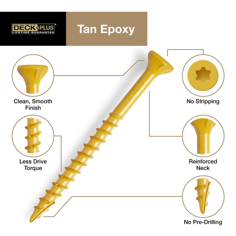 Deck Plus 48410 Wood Screws #8 x 1-1/4", Tan, 1lb Box #8 x 1-1/4" - NewNest Australia