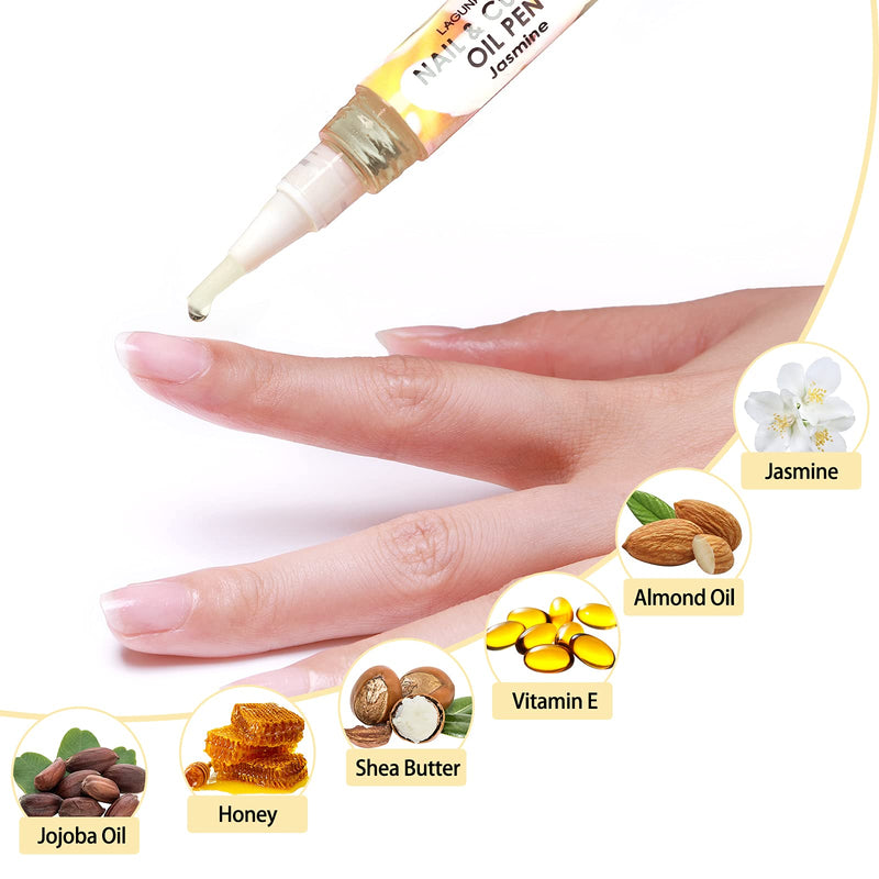 Lagunamoon Cuticle Oil Pen for Nail Care, 5ml Nail Oil Pen with Natural Ingredients to Moisturize and Nourish Dry Nails and Cuticles, Cuticle Oil to Prevent Nail Cracking and Hangnails, Jasmine - NewNest Australia