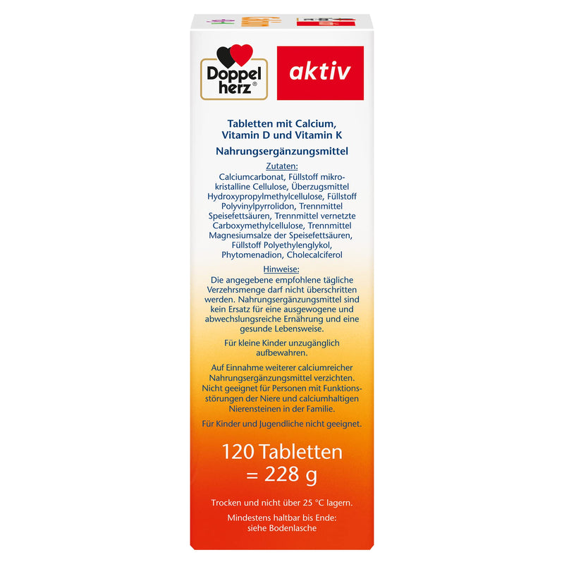 Doppelherz Calcium + Vitamin D3 – With calcium and vitamin K as a contribution to normal bone maintenance – 120 tablets single - NewNest Australia