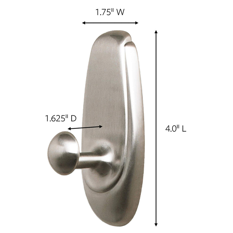 NewNest Australia - Command Timeless Hook, Large, Brushed Nickel, 1-Hook (17063BN-ES), Great for dorm decor 