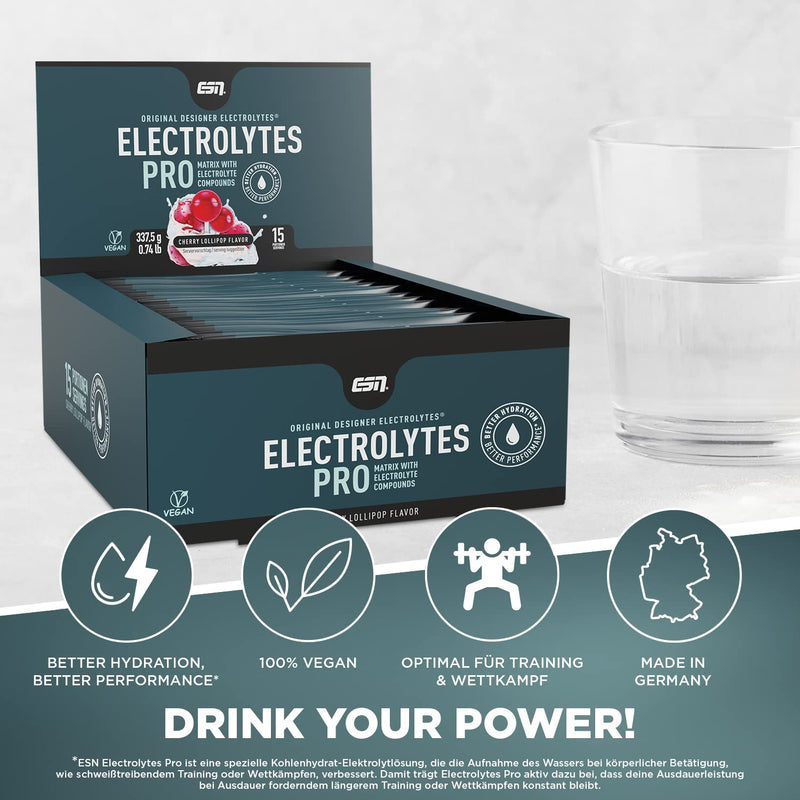 ESN Electrolytes Pro, Cherry Lollipop, 337.5g electrolyte powder - NewNest Australia