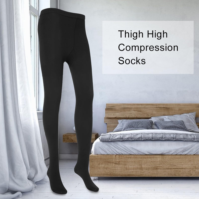Compression Stockings, Extra Wide Calf Support Tube Men & Women Compression Stockings Thigh High Close Toe Tights Pain Relief Leg Thin Socks(XXL-black) XXL black - NewNest Australia