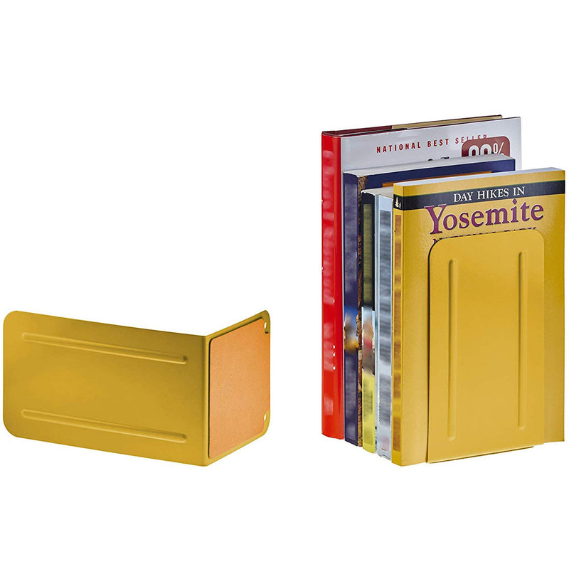 NewNest Australia - Acrimet Premium Metal Bookends (Heavy Duty) (Yellow Color) (1 Pair) 