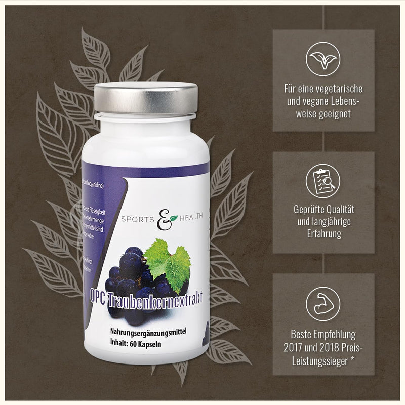 OPC capsules very high dosage with certificate with 500 mg grape seed extract and 350 mg pure OPC Pro vegan capsule as a 2 month supply 60 pieces (pack of 1) - NewNest Australia