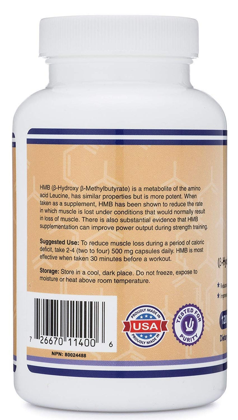 HMB Supplement, Third Party Tested, for Muscle Recovery, Growth, and Retention (Protein Synthesis) - Made in USA, 120 Capsules, 1000mg Per Serving - NewNest Australia
