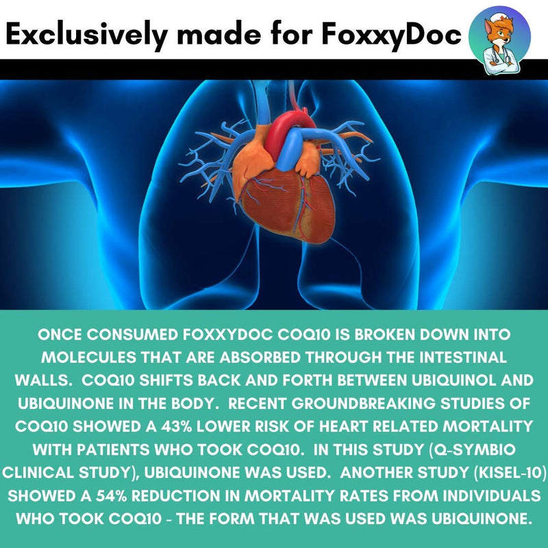CoQ10 - Co-Enzyme Q10 - 200 mg - 200 Caps - Vegetable Capsules - Non-GMO - Brain & Heart & Muscle & Cell Supplement 6.5 Month Supply by Foxxy Doc - NewNest Australia