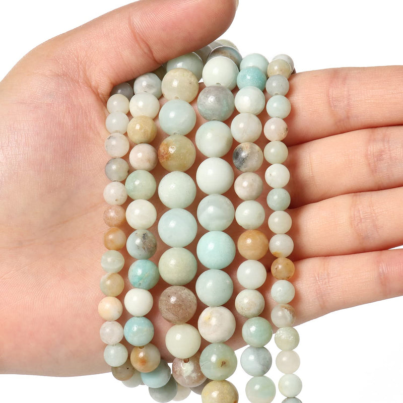 60pcs 6mm Natural Stone Beads Amazonite Beads Energy Crystal Healing Power Gemstone for Jewelry Making, DIY Bracelet Necklace - NewNest Australia