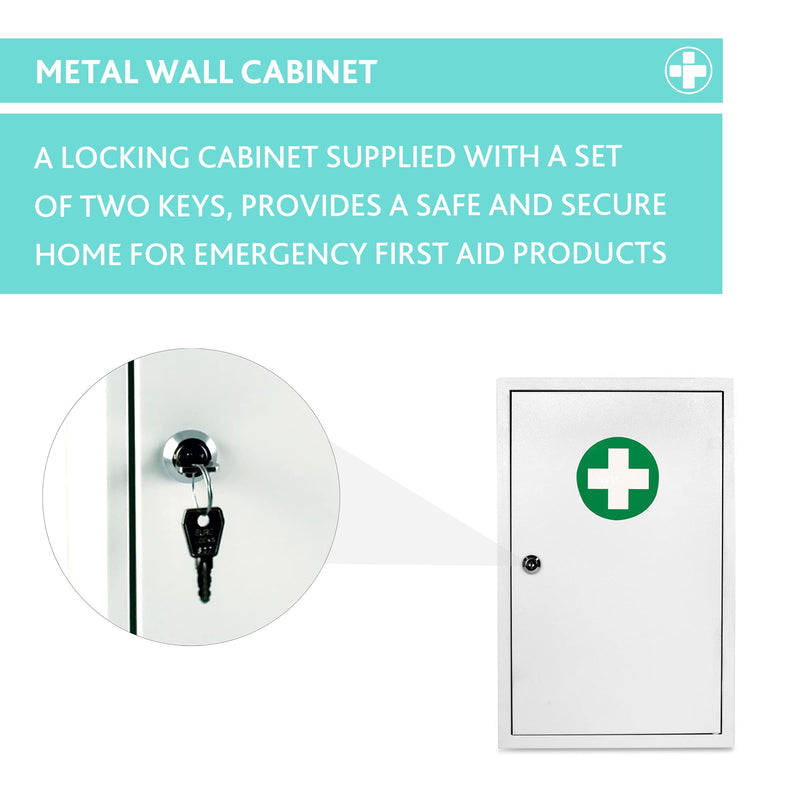 Reliance Medical White Sofia Metal Wall First Aid Emergency Cabinet. Wall Mounted Medical Cabinet To Store Supplies In 3 Spacious compartment - Contains Security Lock. Supplied With a Set of 2 Keys. - NewNest Australia