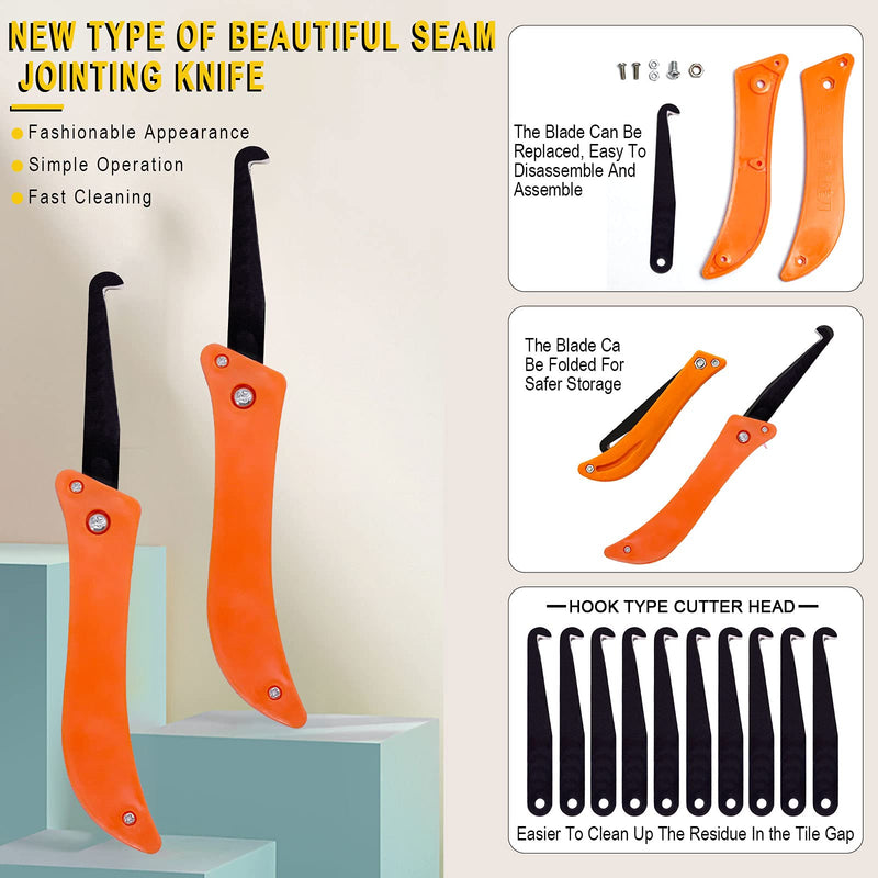 Mardatt 22 Pcs Grout Remover Tool Kit Includes Grout Saw with Knife, Screwdriver and Ball Stylus Dotting Tools, Edges Caulking Tools, Caulking Edge Tool, Grout Cleaner for Tile Joints Seams Corner - NewNest Australia