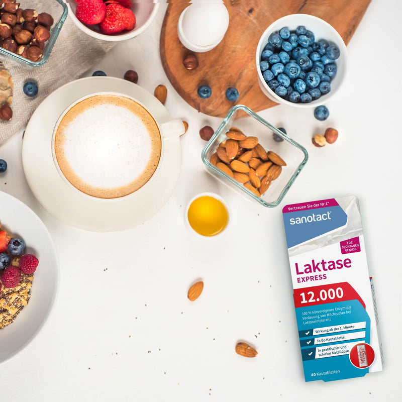 Sanotact Lactase 12,000 Express ‚ 40 Lactose Tablets With Immediate Effect + Extra High Dose ‚ Lactose Tablets For Lactose Intolerance + Milk Intolerance - NewNest Australia