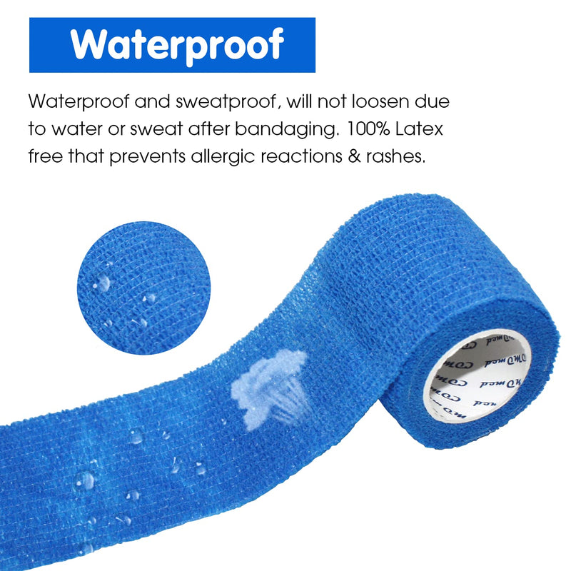 COMOmed self-adhesive bandage elastic bandage wrist bandage plaster roll dog bandages animal bandages blue 5 cm x 6 volumes 6 pieces (pack of 1) - NewNest Australia