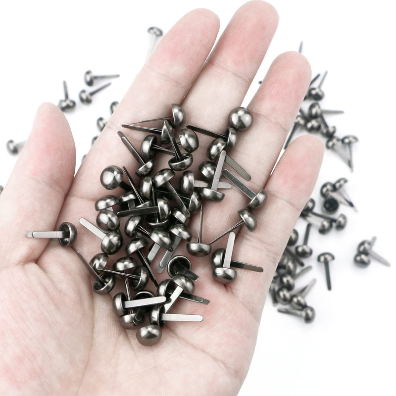 Bercoor 200 Pieces Paper Fasteners Brads, Round Metal Paper Brass Fasteners Brads for Paper Crafts, Decorative Scrapbooking, DIY Art School Project Supplies, 8 x 17mm (Black) Black - NewNest Australia