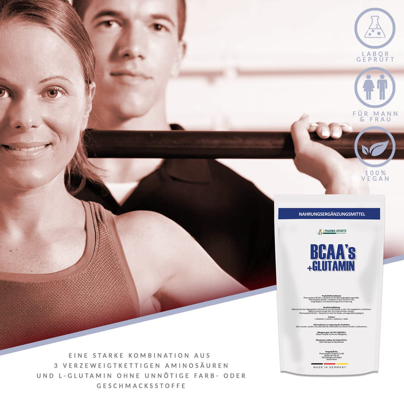 BCAA/L-Glutamine 500g powder 50/50 mixture 100 percent pure, amino acids premium quality | Purely plant-based without artificial flavors | Made in Germany | - NewNest Australia