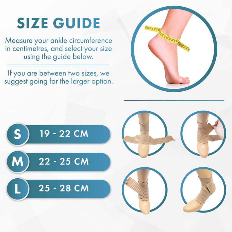 Actesso Ankle Support Sleeve with Strap - The Ultimate Support for Weak Ankles, Sprains and Sports Injury. Ideal for Men & Women & Left or Right (S (Pack of 1), Beige) S (Pack of 1) - NewNest Australia