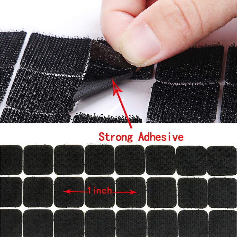 Sticky Back Coins Black Self Adhesive Dots 500pcs(250 Pairs) 1" Diameter Square Hook & Loop Dots Taps Perfect for School, Office 25x25mm - NewNest Australia