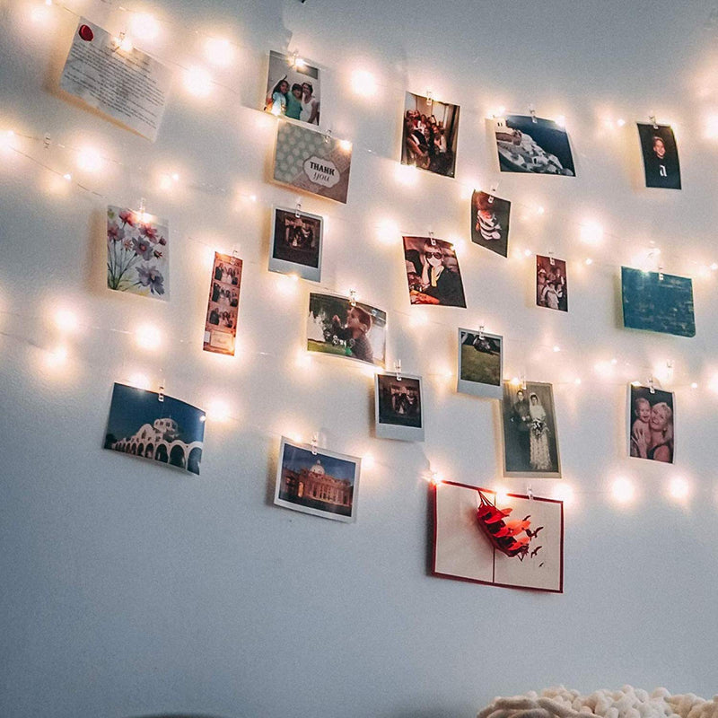 Photo Hanging Clips String, 50 LED Photo Clips String Lights 17ft Photo String Lights with Clips, 8 Modes Fairy Lights with Clips for Pictures, with Remote Function for Photos Pictures Cards Battery Powered - 50led Clips - NewNest Australia