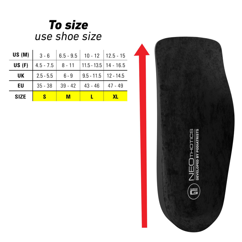 Neo G NeoThotics Pro-Expert Best Insoles for Plantar Fasciitis & Achilles Tendonitis Support – 3/4 Length Flat Foot Orthopedic Inserts for Heel Pain Foot Pain Relief - Shoe Insoles - S SMALL: 2.5 UK - 5.5 UK - NewNest Australia