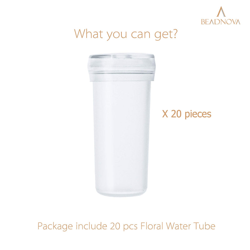 BEADNOVA Floral Water Tubes 1.6 Inch Plastic Water Tubes for Floral Flower Vials with Caps for Flower Arrangement Decoration (Clear, 20 Pcs) 20pcs - NewNest Australia