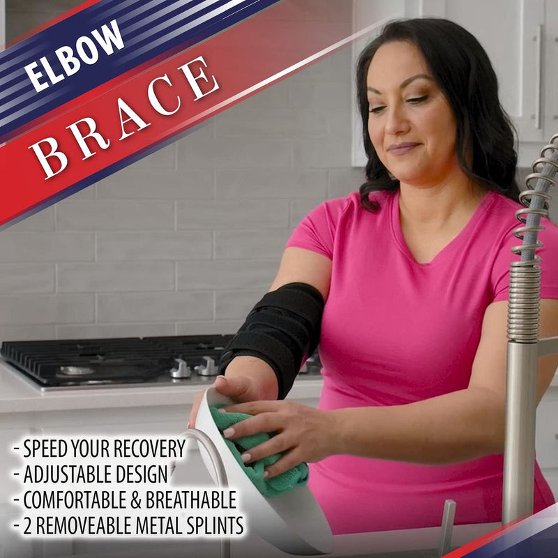 Elbow Splint Tendonitis Elbow Brace – Cubital Tunnel Brace for Sleeping - Tennis Elbow Support with Arm Compression Sleeve Elbow Immobilizer for Ulnar Nerve Brace Elbow Pain Men Women - Fits Most - NewNest Australia