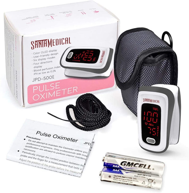 Fingertip Pulse Oximeter, Blood Oxygen Saturation Monitor (SpO2) with Pulse Rate Measurements and Pulse Bar Graph, Portable Digital Reading LED Display, Batteries and Carry Case Included - NewNest Australia